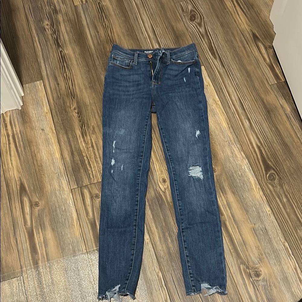 Distressed Blue Denim Jeans
